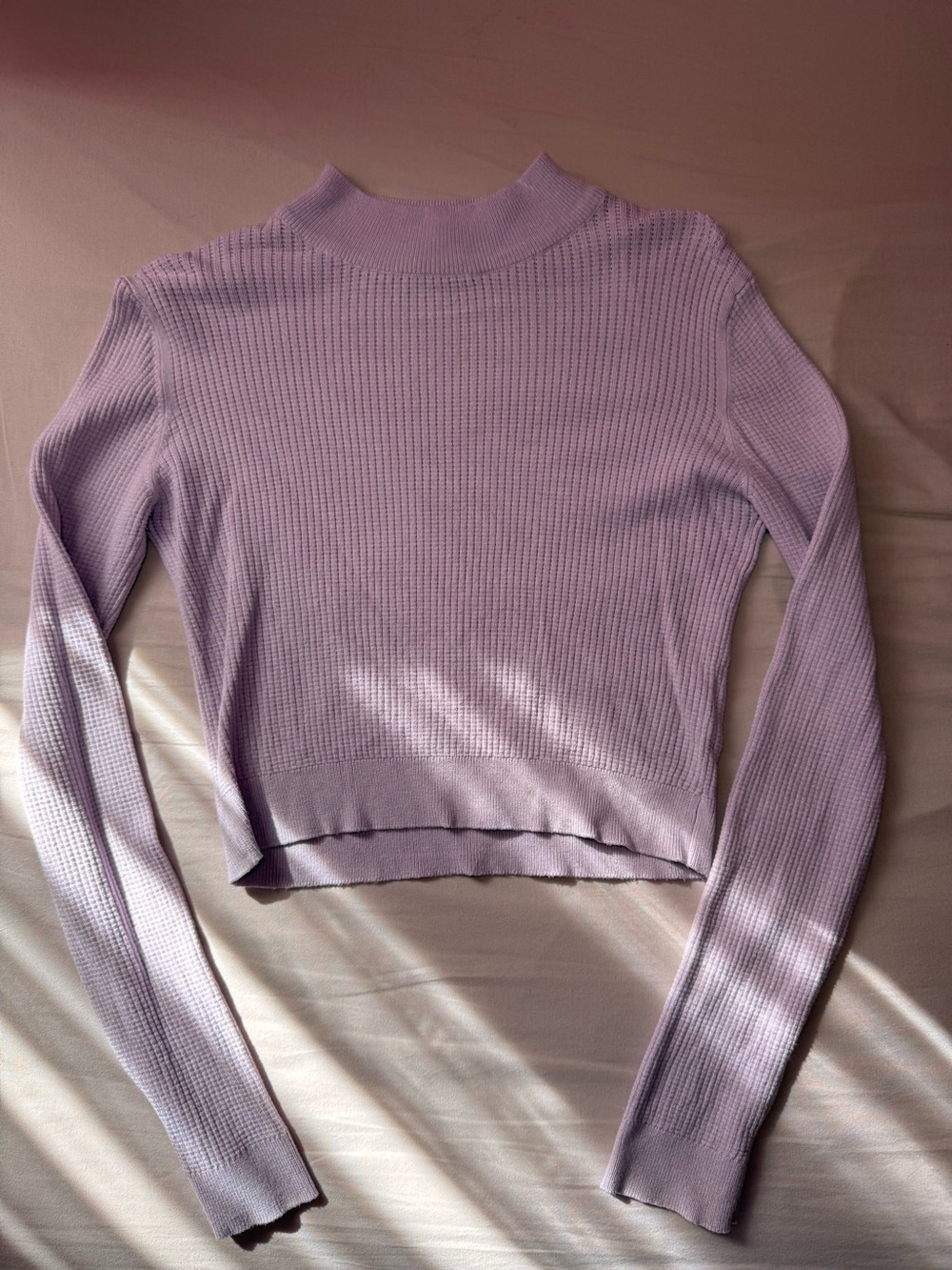 Streetwear Society Lilac Ribbed Mock-Neck Long Sleeve Top